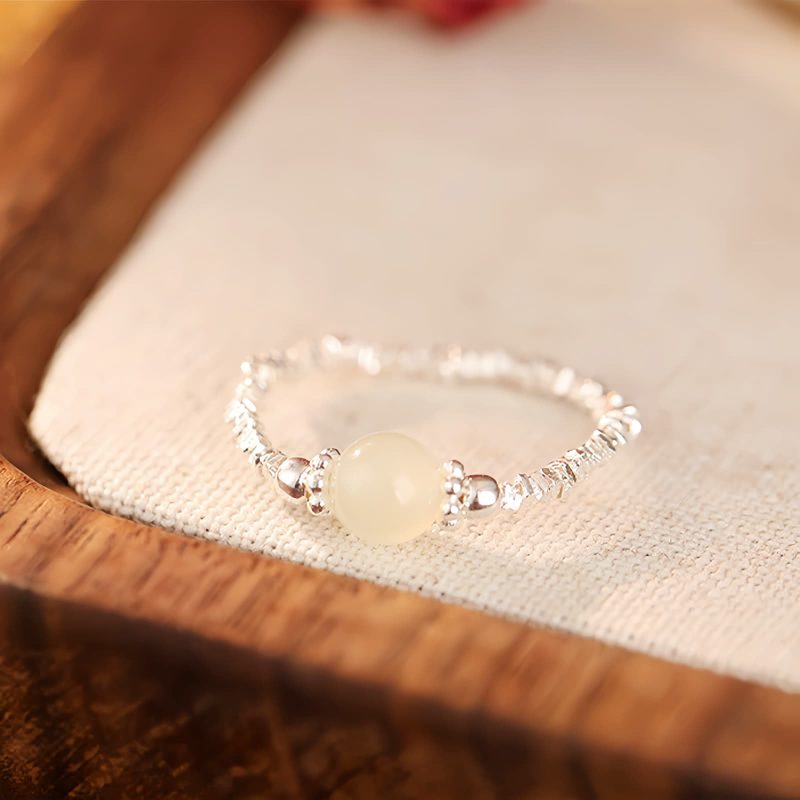 Anillo Elástico Ajustable de Jade Hetian Natural Natural Hetian Jade Adjustable Elastic Ring