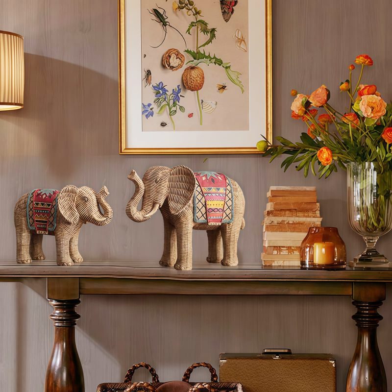Decoración para el Hogar: Elefante de Resina, Sabiduría y Prosperidad Resin Elephant Wisdom Home Decoration