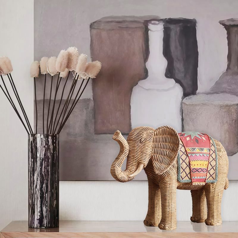 Decoración para el Hogar: Elefante de Resina, Sabiduría y Prosperidad Resin Elephant Wisdom Home Decoration