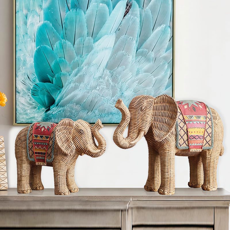 Decoración para el Hogar: Elefante de Resina, Sabiduría y Prosperidad Resin Elephant Wisdom Home Decoration