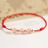 Tobillera de Cuarzo Fresa, Amuleto de Buena Suerte con Tradición Cultural Strawberry Quartz Cultural Luck Anklet