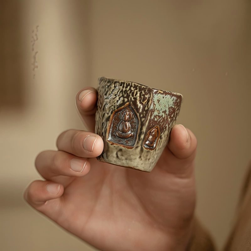 Taza de Té Vintage Grabada con Buda de Dunhuang Vintage Dunhuang Buddha Engraved Teacup
