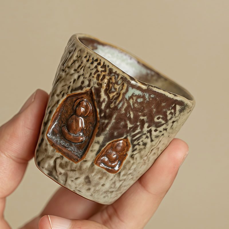 Taza de Té Vintage Grabada con Buda de Dunhuang Vintage Dunhuang Buddha Engraved Teacup