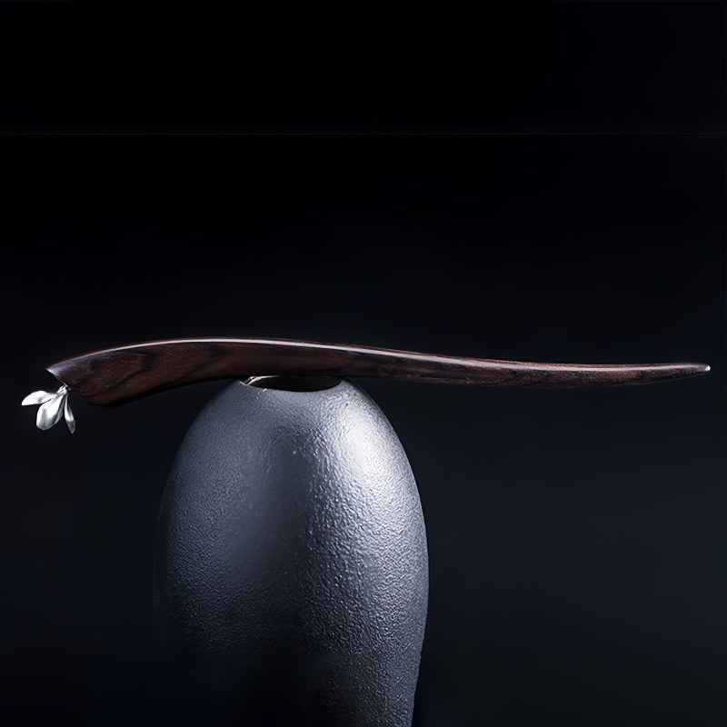 Horquilla con Magnoliana de Ébano y Plata 925 925 Silver Ebony Magnolia Blessing Hairpin