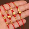 999 Emas Padat Rantai Perut Tibet dengan Benang Merah 999 Solid Gold Tibetan Belly Chain with Red String