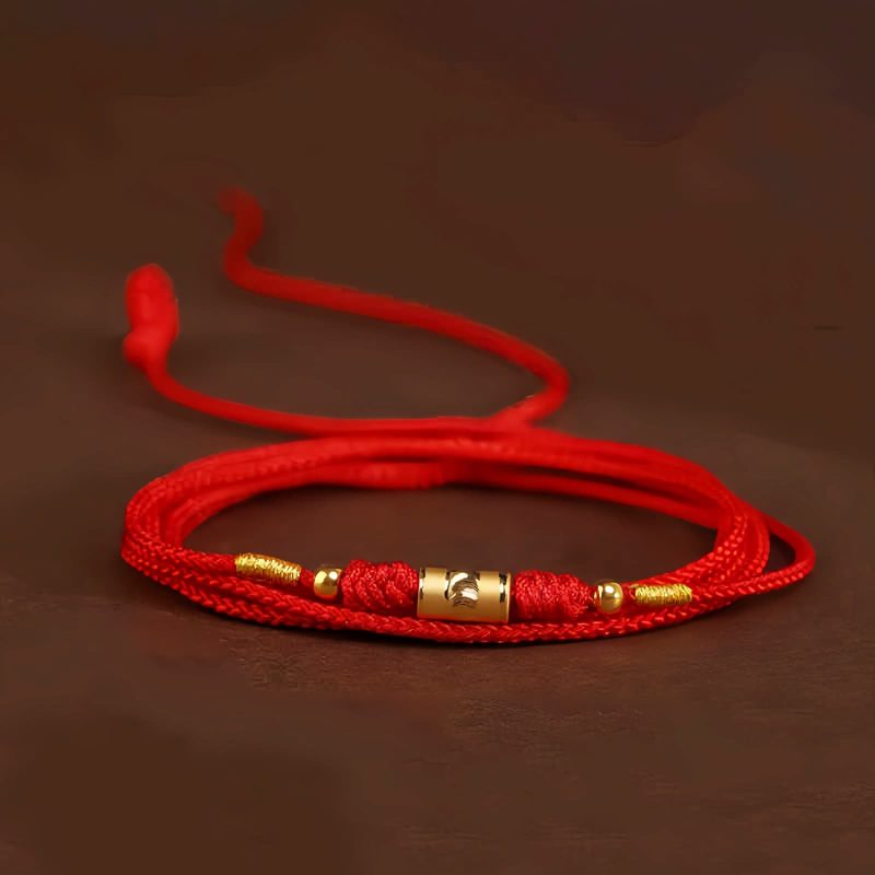 999 Emas Padat Rantai Perut Tibet dengan Benang Merah 999 Solid Gold Tibetan Belly Chain with Red String
