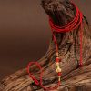 999 Emas Padat Rantai Perut Tibet dengan Benang Merah 999 Solid Gold Tibetan Belly Chain with Red String