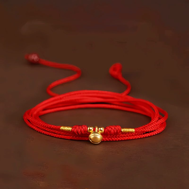 999 Emas Padat Rantai Perut Tibet dengan Benang Merah 999 Solid Gold Tibetan Belly Chain with Red String