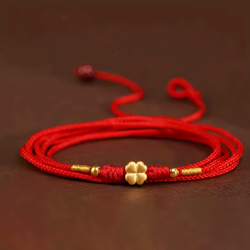 999 Emas Padat Rantai Perut Tibet dengan Benang Merah 999 Solid Gold Tibetan Belly Chain with Red String