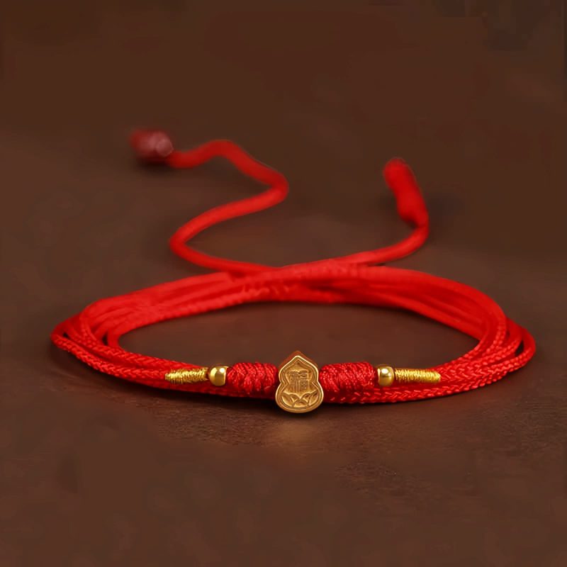 999 Emas Padat Rantai Perut Tibet dengan Benang Merah 999 Solid Gold Tibetan Belly Chain with Red String