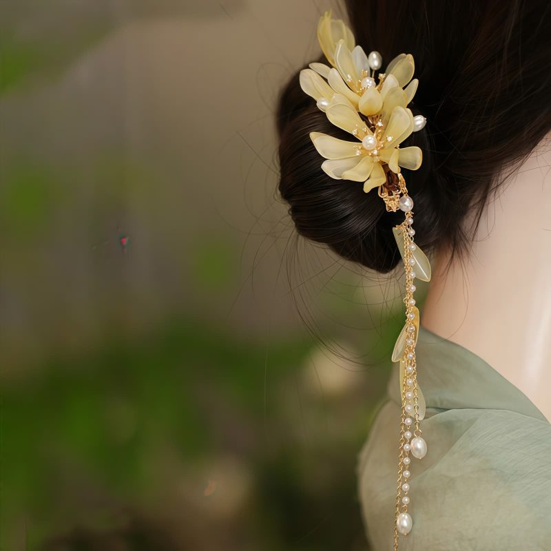 Pasador de Pelo con Borla de Magnolia de Aleación Alloy Magnolia Tassel Hair Clip