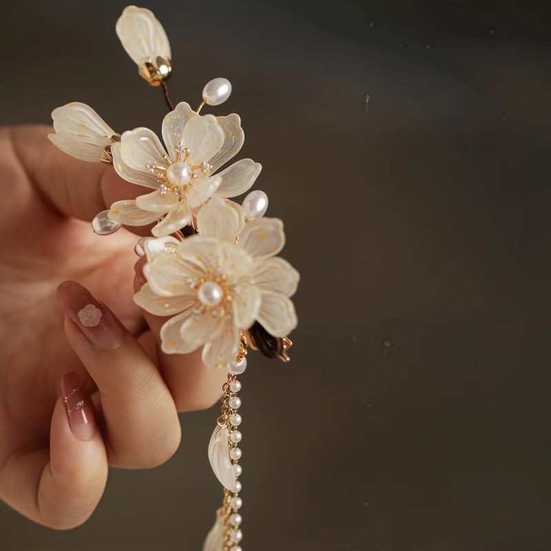 Pasador de Pelo con Borla de Magnolia de Aleación Alloy Magnolia Tassel Hair Clip