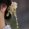 Pasador de Pelo con Borla de Magnolia de Aleación Alloy Magnolia Tassel Hair Clip