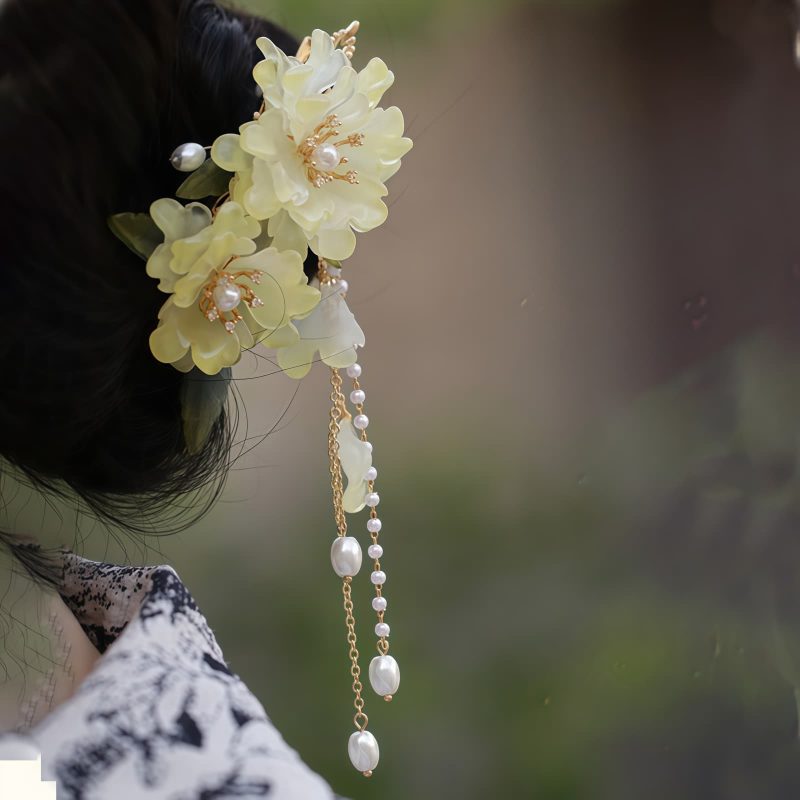 Pasador de Pelo con Borla de Magnolia de Aleación Alloy Magnolia Tassel Hair Clip