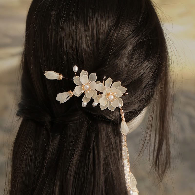 Pasador de Pelo con Borla de Magnolia de Aleación Alloy Magnolia Tassel Hair Clip
