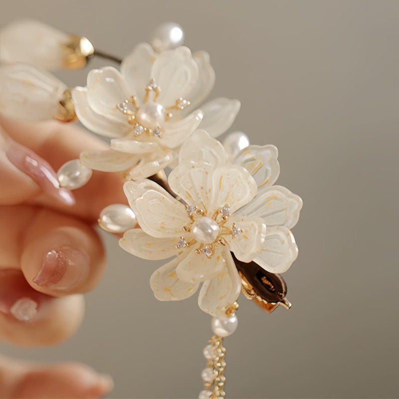 Pasador de Pelo con Borla de Magnolia de Aleación Alloy Magnolia Tassel Hair Clip