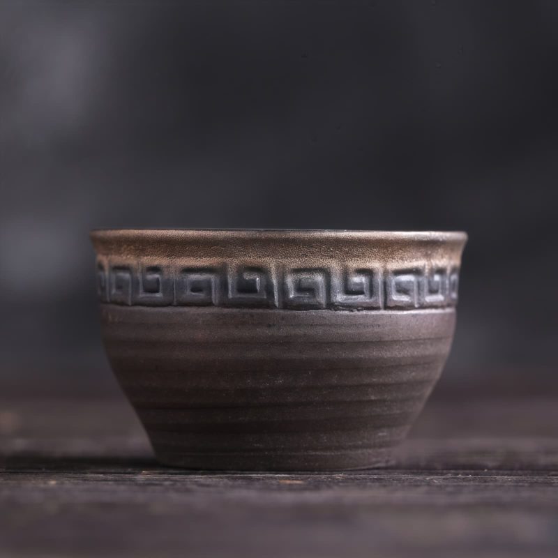 فنجان شاي كونغ فو سيراميك مخطط Ceramic Striped Kung Fu Teacup
