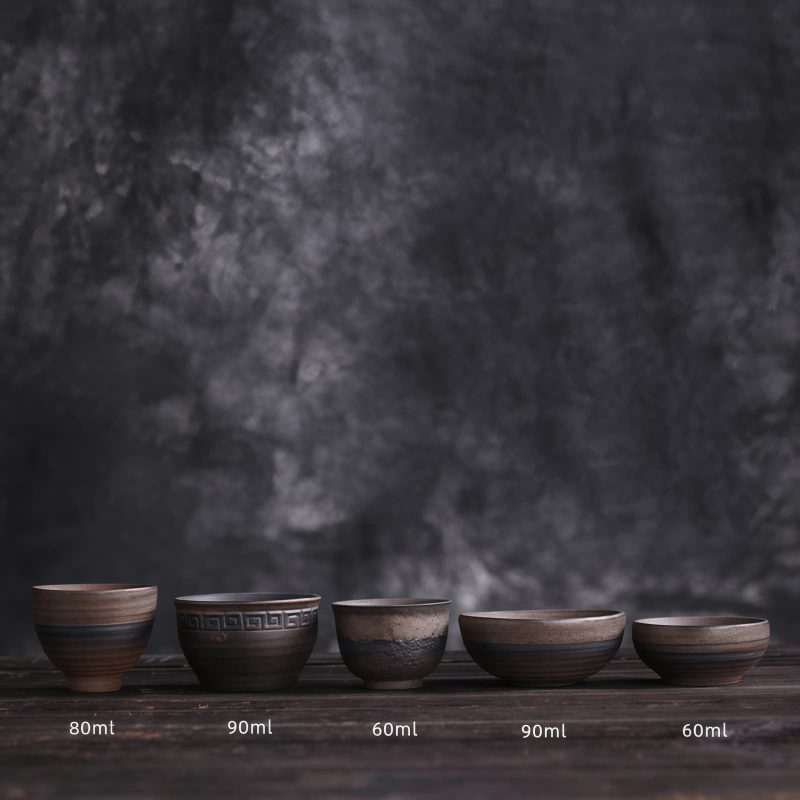 فنجان شاي كونغ فو سيراميك مخطط Ceramic Striped Kung Fu Teacup