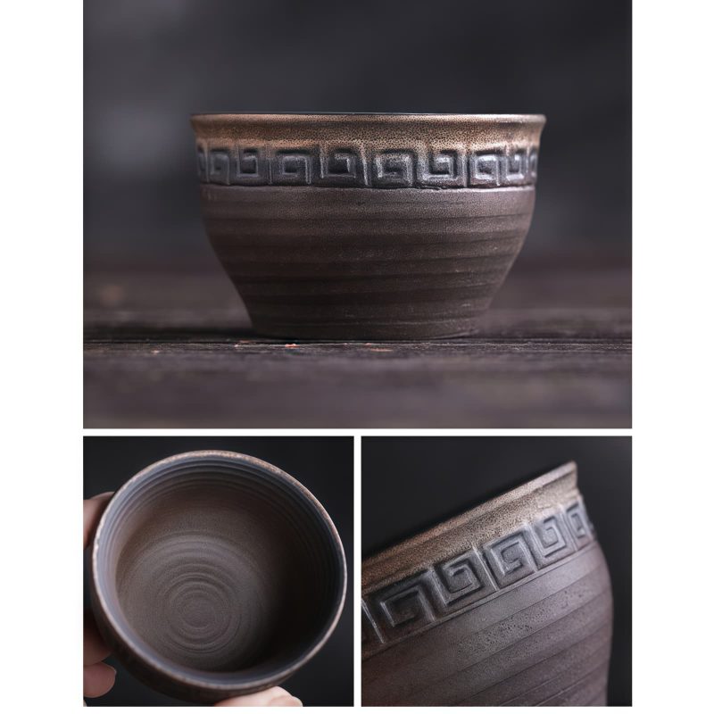 فنجان شاي كونغ فو سيراميك مخطط Ceramic Striped Kung Fu Teacup