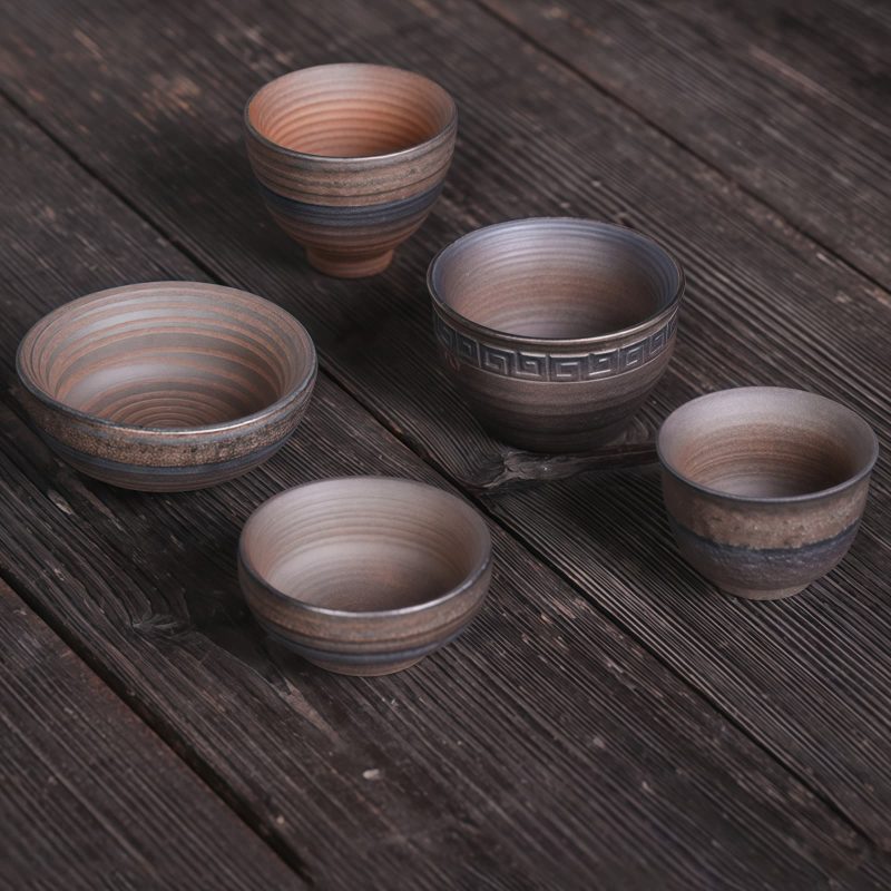 فنجان شاي كونغ فو سيراميك مخطط Ceramic Striped Kung Fu Teacup