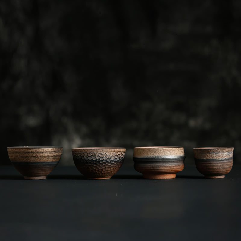 فنجان شاي كونغ فو سيراميك مخطط Ceramic Striped Kung Fu Teacup
