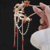 Pente e Grampo de Cabelo Chineses de Ágata Vermelha com Peixe Koi Chinese Red Agate Koi Fish Hairpin & Comb