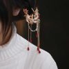 Pente e Grampo de Cabelo Chineses de Ágata Vermelha com Peixe Koi Chinese Red Agate Koi Fish Hairpin & Comb