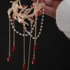 Pente e Grampo de Cabelo Chineses de Ágata Vermelha com Peixe Koi Chinese Red Agate Koi Fish Hairpin & Comb
