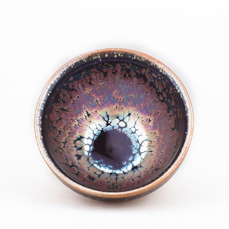 Taza de Té Jianzhan Tenmoku China con Diseño de Suculenta Chinese Jianzhan Tenmoku Teacup with Succulent Design