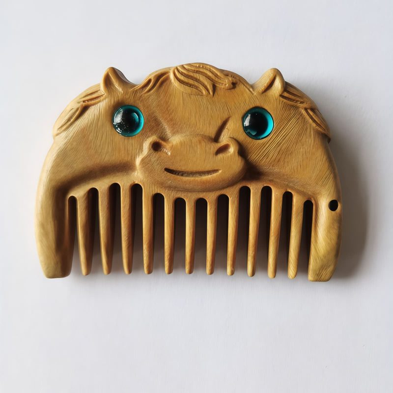 مشط جيبي من خشب الصندل الأخضر حسب الأبراج الصينية Chinese Zodiac Green Sandalwood Portable Comb