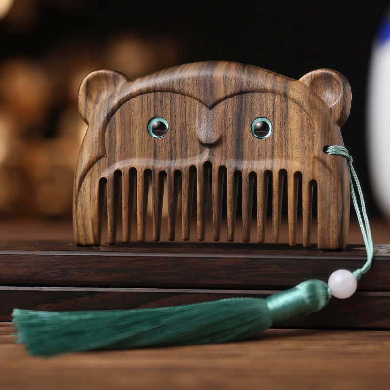 مشط جيبي من خشب الصندل الأخضر حسب الأبراج الصينية Chinese Zodiac Green Sandalwood Portable Comb