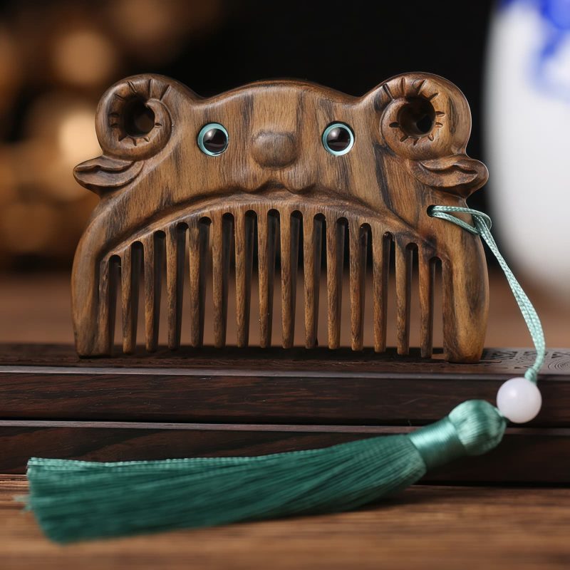 مشط جيبي من خشب الصندل الأخضر حسب الأبراج الصينية Chinese Zodiac Green Sandalwood Portable Comb
