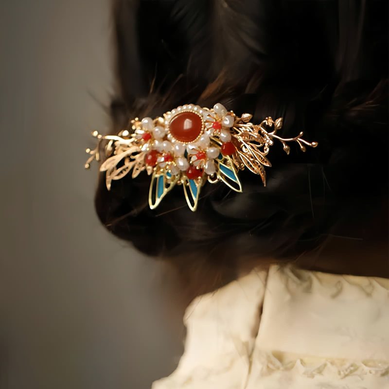 Corona para el Cabello con Mariposa y Perla de Estilo Chino Clásico Classical Chinese Pearl Butterfly Hair Crown