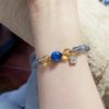 Pulseira Natural de Pedra da Lua com Pingente de Flor Natural Moonstone Flower Charm Bracelet