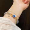 Pulseira Natural de Pedra da Lua com Pingente de Flor Natural Moonstone Flower Charm Bracelet