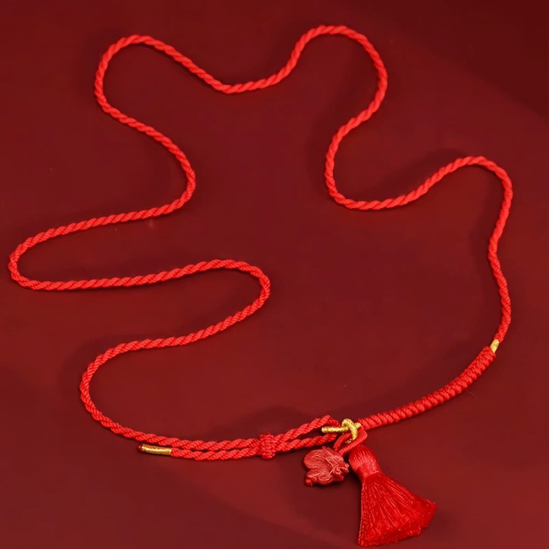 Corrente de Cintura Natural de Cinábrio com Dragão Natural Cinnabar Dragon Belly Chain