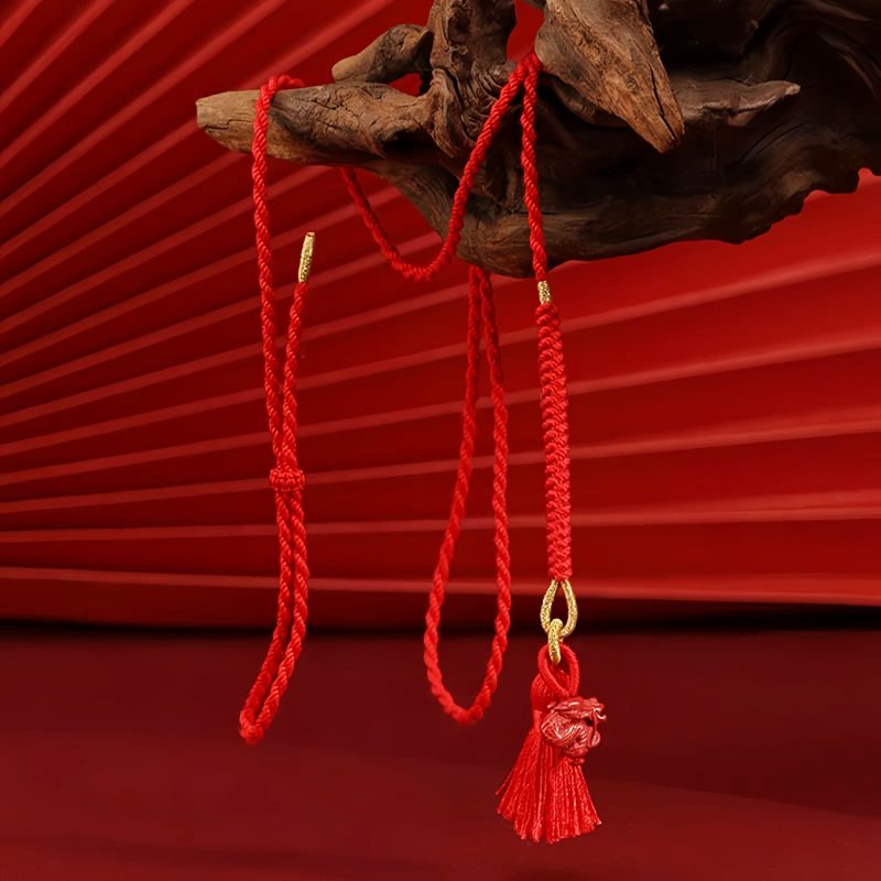 Corrente de Cintura Natural de Cinábrio com Dragão Natural Cinnabar Dragon Belly Chain