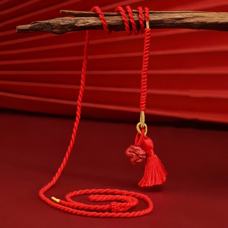 Corrente de Cintura Natural de Cinábrio com Dragão Natural Cinnabar Dragon Belly Chain