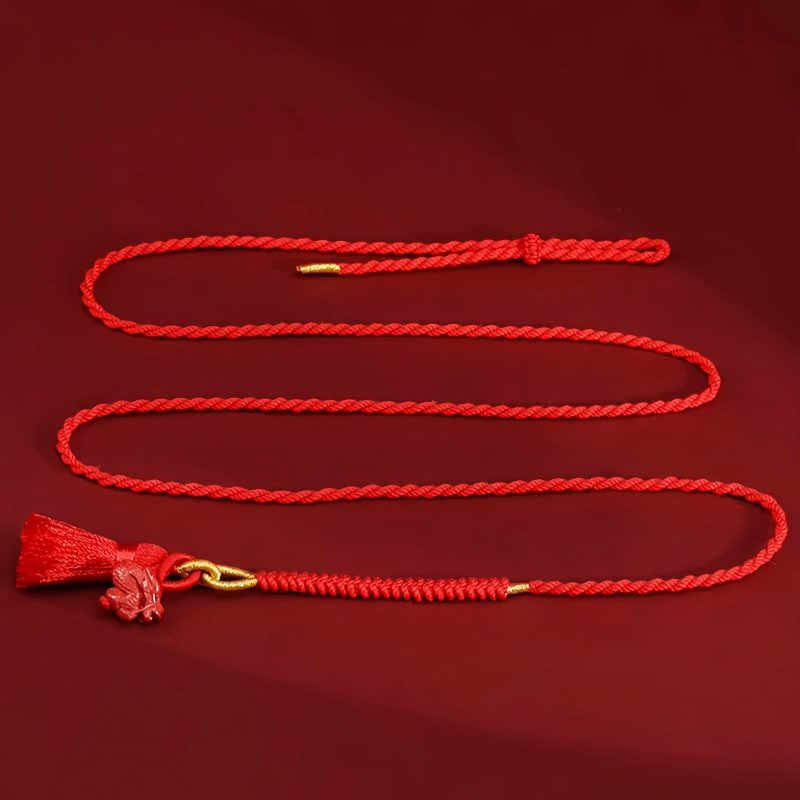Corrente de Cintura Natural de Cinábrio com Dragão Natural Cinnabar Dragon Belly Chain