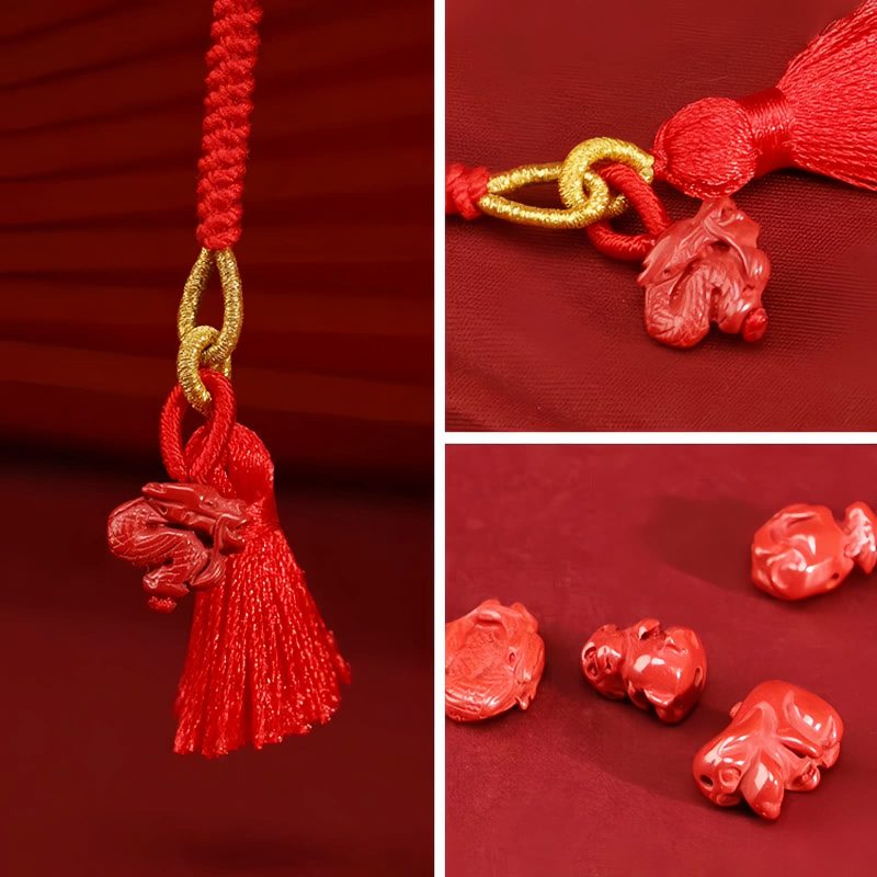 Corrente de Cintura Natural de Cinábrio com Dragão Natural Cinnabar Dragon Belly Chain
