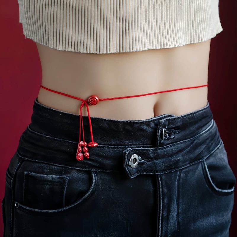 Cadena de Vientre de Loto de Cinnabar Natural Natural Cinnabar Lotus Belly Chain