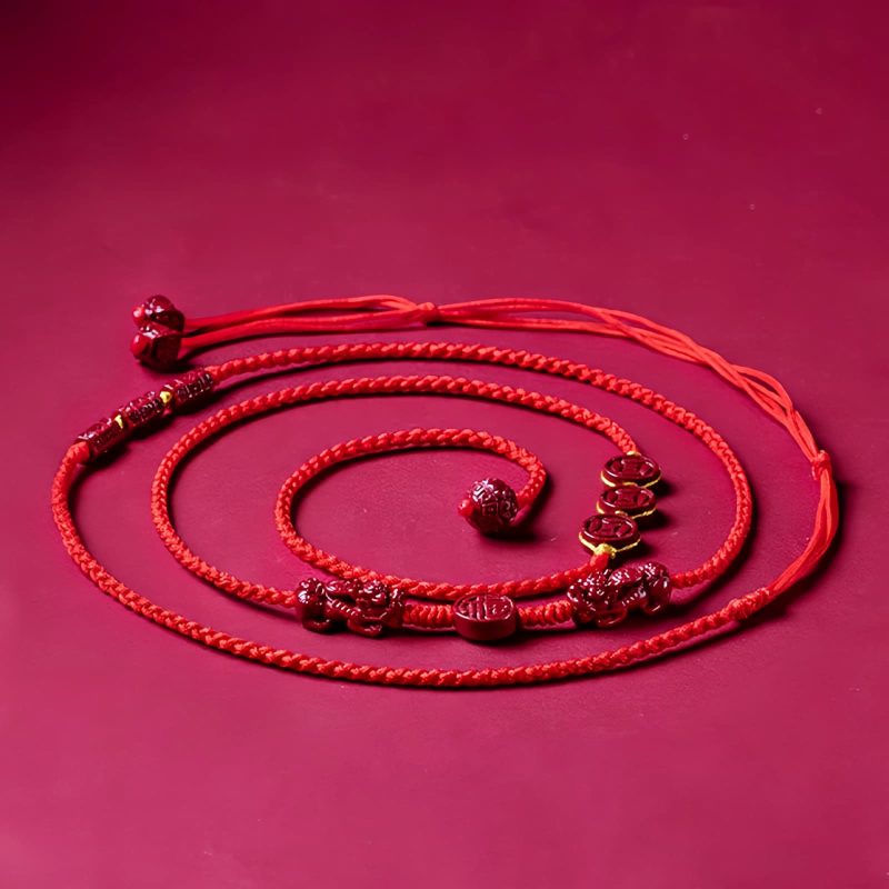 Cadena de vientre Pixiu de cinabrio natural Natural Cinnabar Pixiu Belly Chain