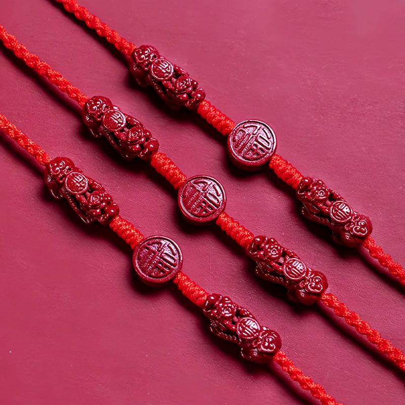 Cadena de vientre Pixiu de cinabrio natural Natural Cinnabar Pixiu Belly Chain