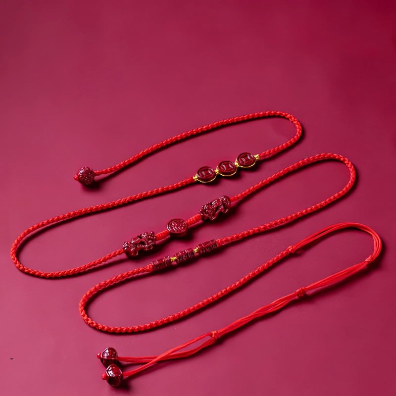 Cadena de vientre Pixiu de cinabrio natural Natural Cinnabar Pixiu Belly Chain