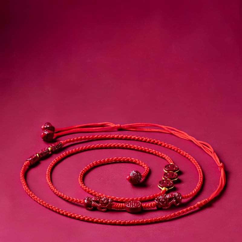 Cadena de vientre Pixiu de cinabrio natural Natural Cinnabar Pixiu Belly Chain