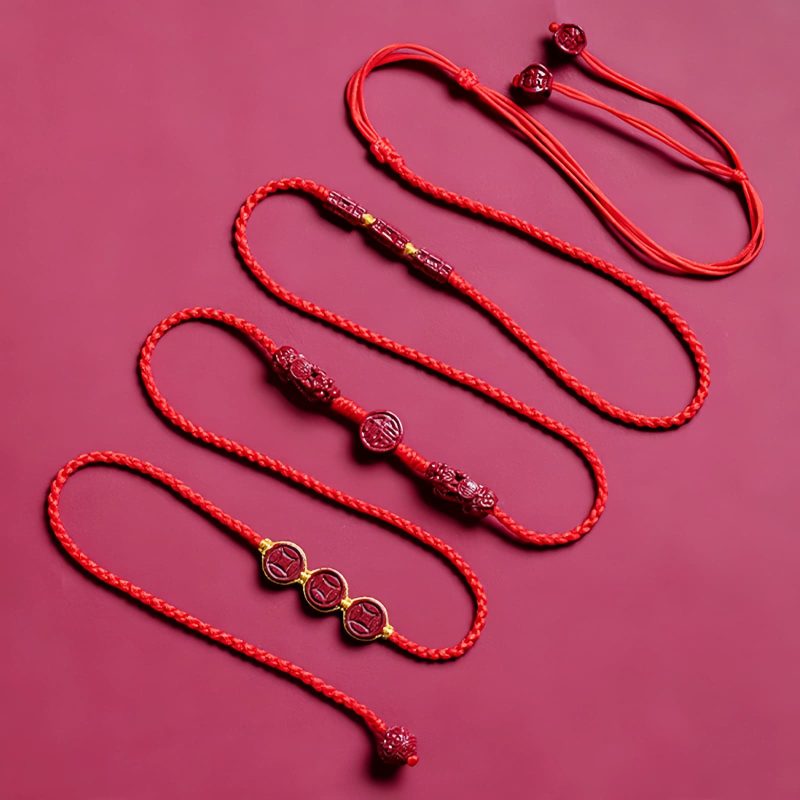 Cadena de vientre Pixiu de cinabrio natural Natural Cinnabar Pixiu Belly Chain