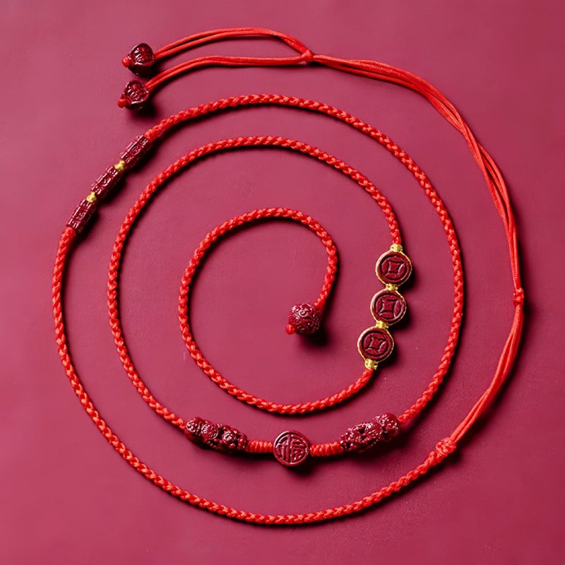 Cadena de vientre Pixiu de cinabrio natural Natural Cinnabar Pixiu Belly Chain