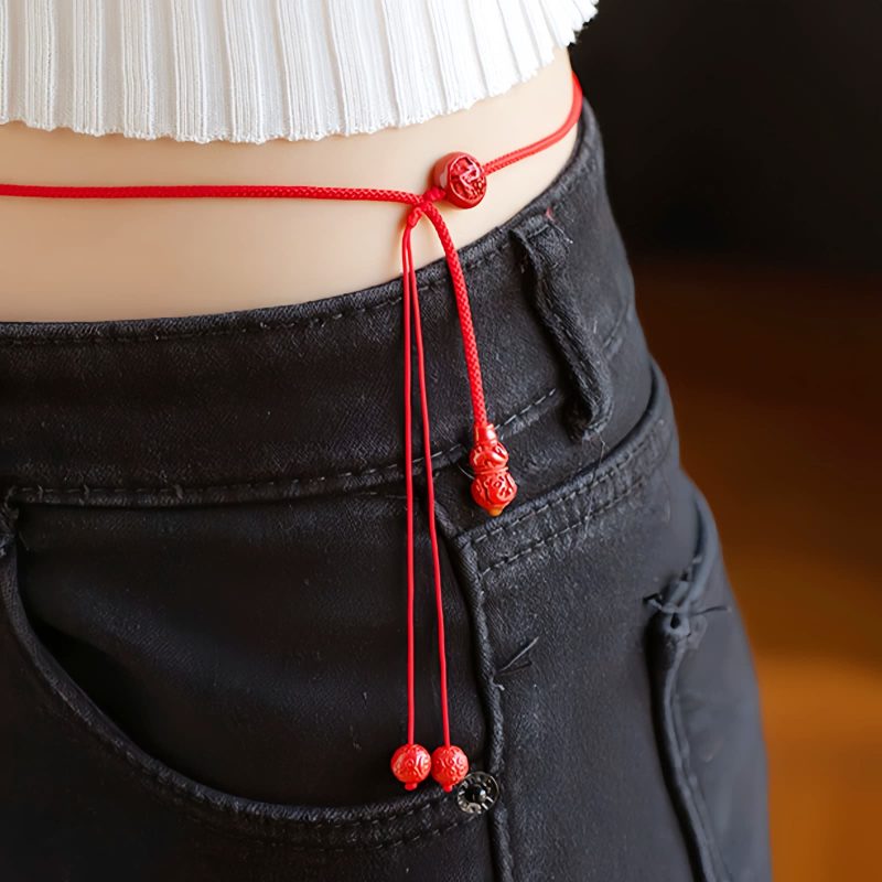 Cadena de vientre con zodiaco de cinabrio natural Natural Cinnabar Zodiac Belly Chain