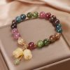 Pulsera de Flores de Turmalina Natural Natural Tourmaline Flower Bead Bracelet