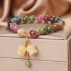Pulsera de Flores de Turmalina Natural Natural Tourmaline Flower Bead Bracelet